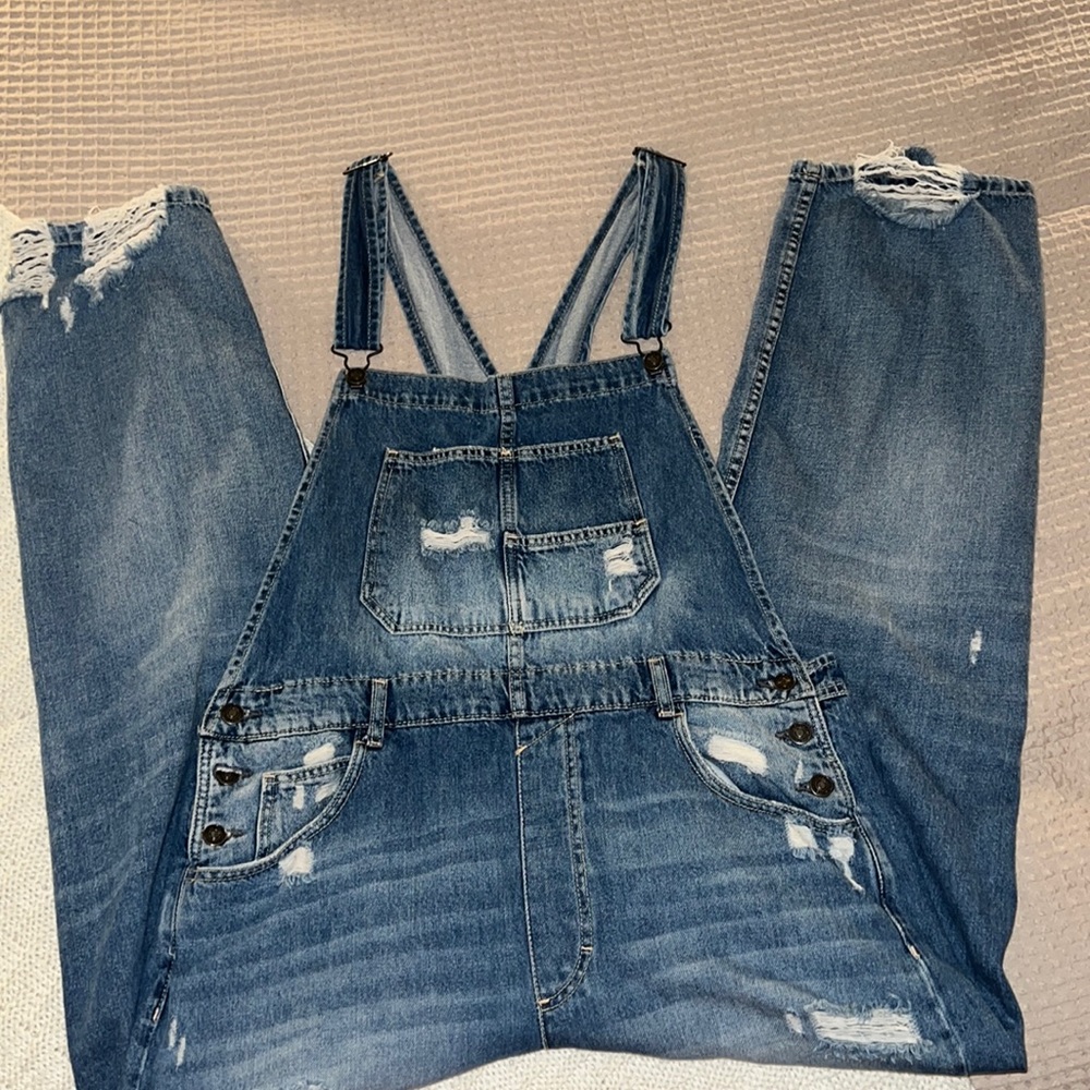 We the Free Distressed Ziggy Denim Overalls SIZE XL